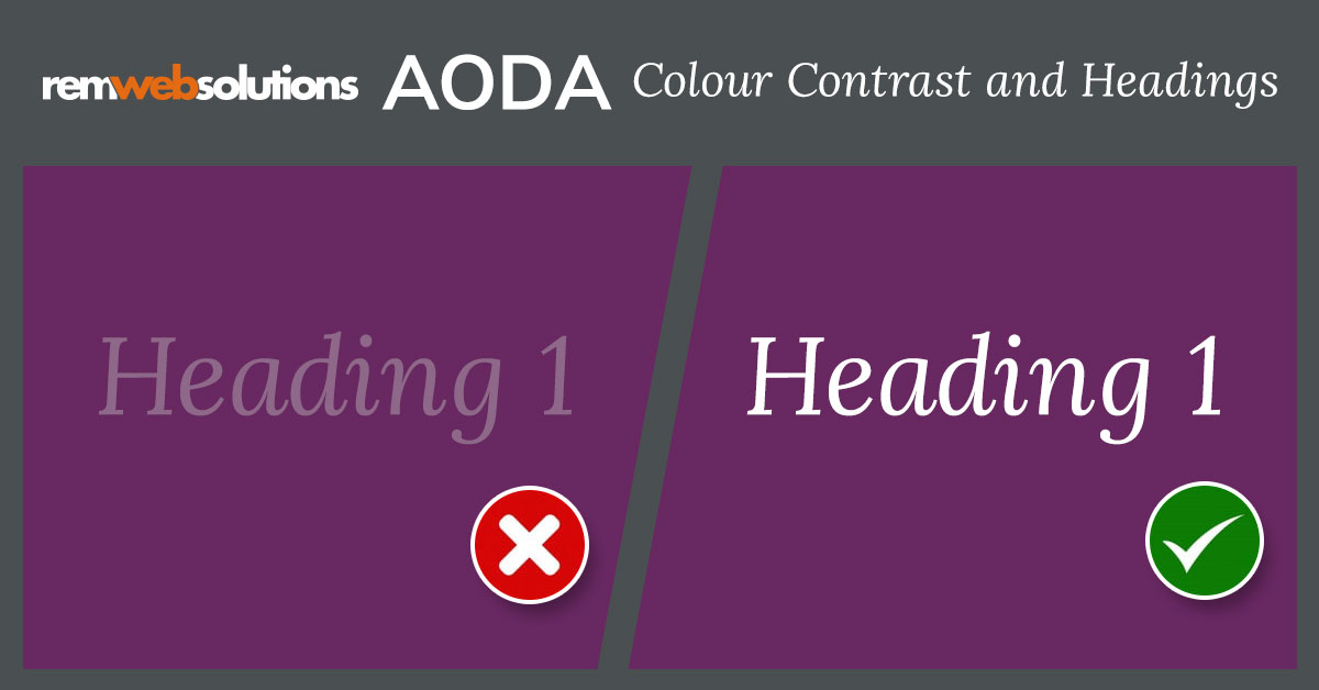 Graphics comparing good versus bad colour contrast